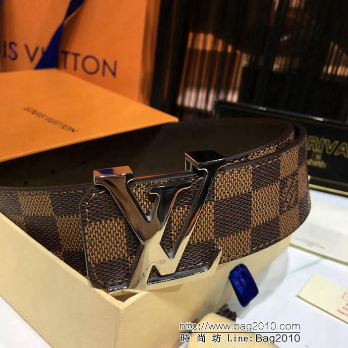 路易威登 經典款 LV INITIALES DAMIER腰帶 休閒百搭 男士皮帶  xfp1113